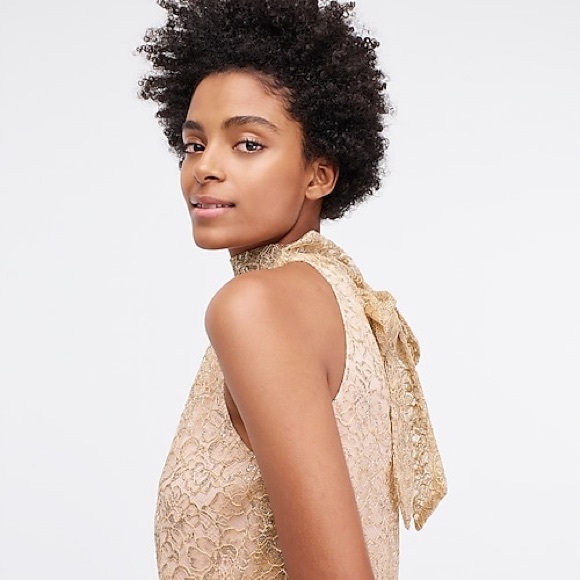 J.Crew | Tie-neck Metal Lace Top - Picture 4 of 8